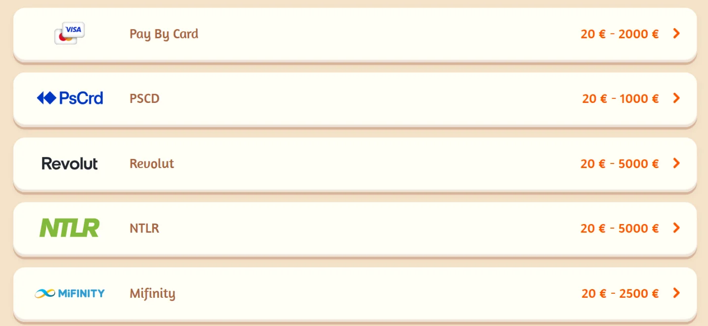 Métodos de pago en BillyBets Métodos de pago en BillyBets
